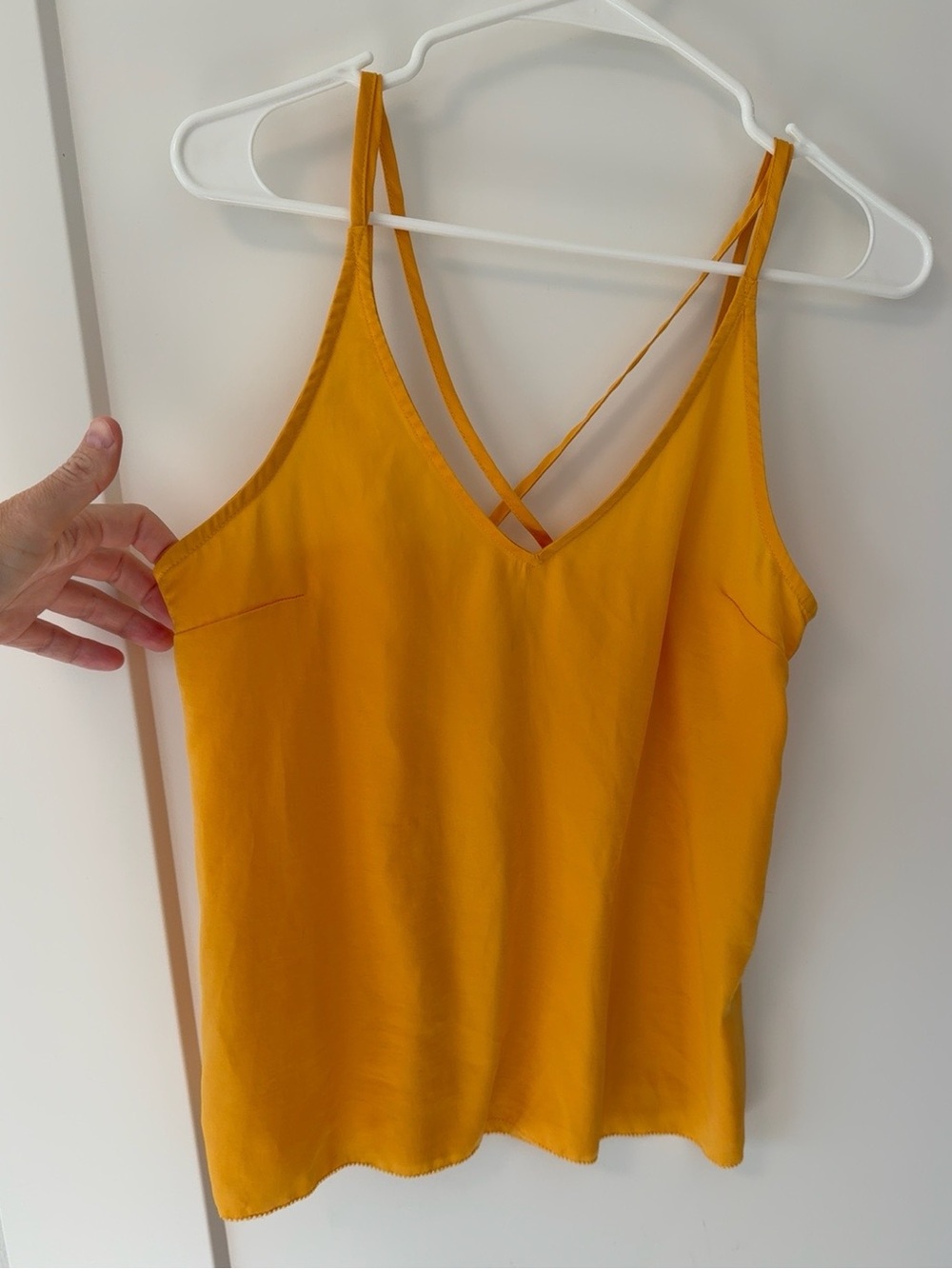Gentle Fawn XS Mustard Yellow Crepe Cami Criss Cross Back Tank Top